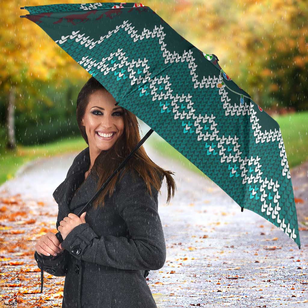 Horse Ho Ho Ho Christmas Design Umbrella Funny Xmas Holiday Patterns - Wonder Print Shop