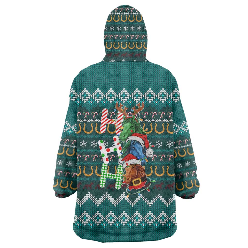 Horse Ho Ho Ho Christmas Design Wearable Blanket Hoodie Funny Xmas Holiday Patterns - Wonder Print Shop