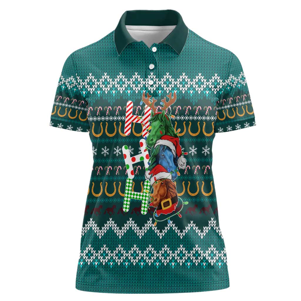 Horse Ho Ho Ho Christmas Design Women Polo Shirt Funny Xmas Holiday Patterns - Wonder Print Shop