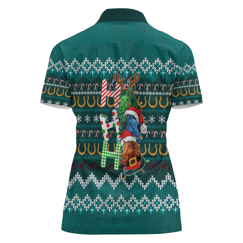Horse Ho Ho Ho Christmas Design Women Polo Shirt Funny Xmas Holiday Patterns - Wonder Print Shop