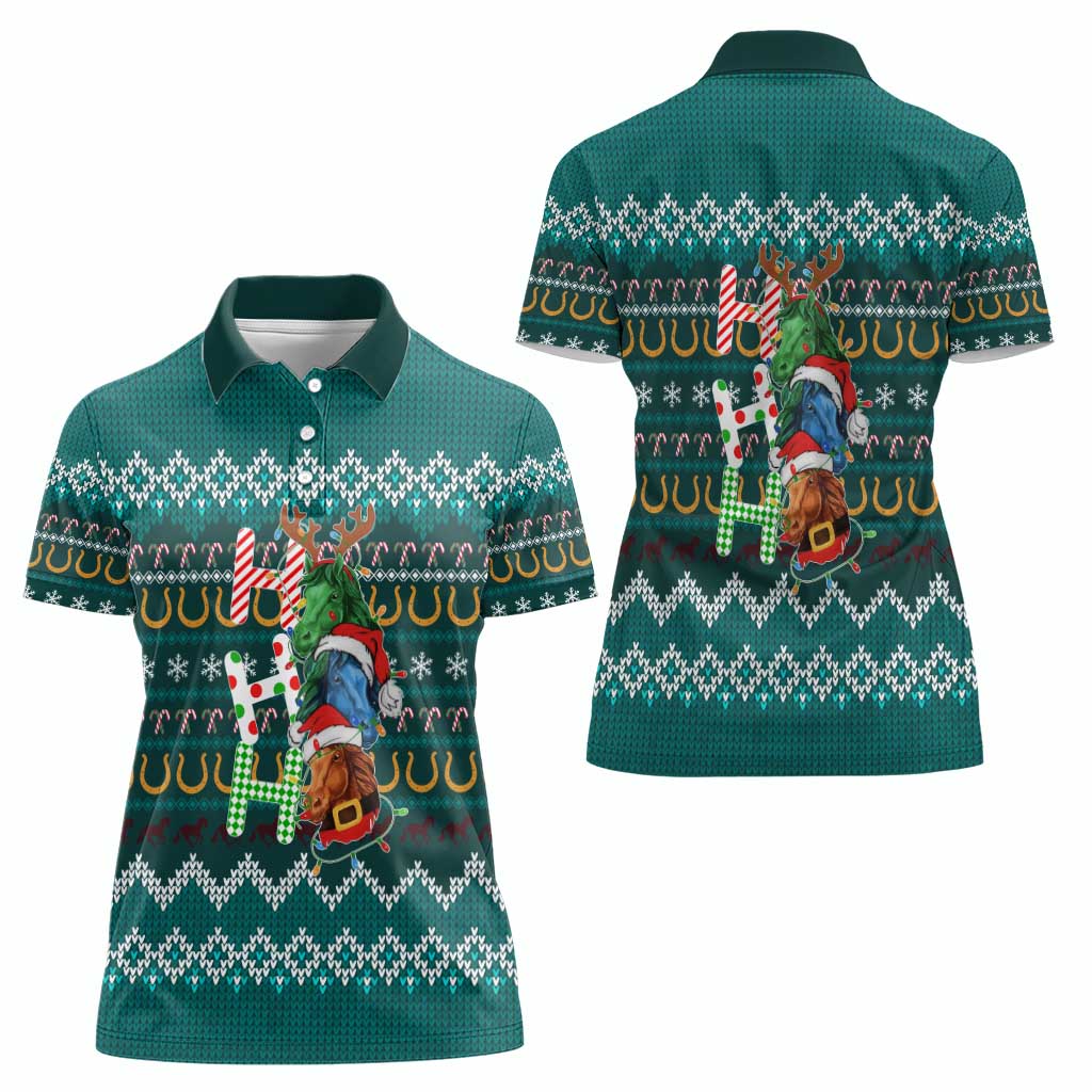Horse Ho Ho Ho Christmas Design Women Polo Shirt Funny Xmas Holiday Patterns - Wonder Print Shop