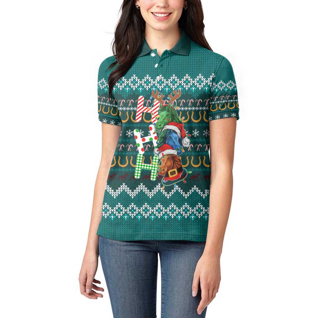 Horse Ho Ho Ho Christmas Design Women Polo Shirt Funny Xmas Holiday Patterns - Wonder Print Shop