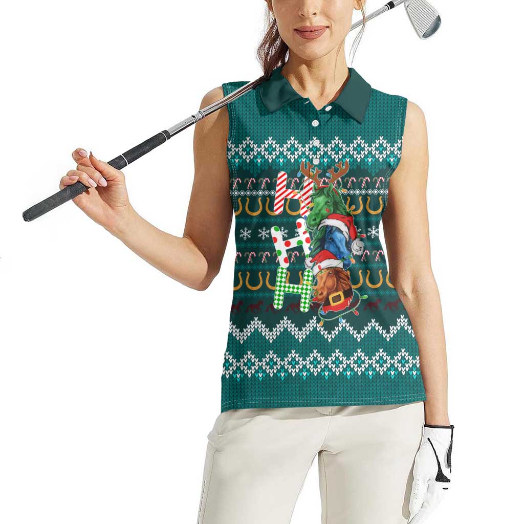Horse Ho Ho Ho Christmas Design Women Sleeveless Polo Shirt Funny Xmas Holiday Patterns - Wonder Print Shop