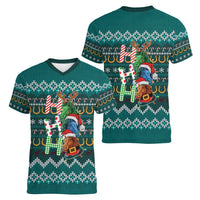 Horse Ho Ho Ho Christmas Design Women V-Neck T-Shirt Funny Xmas Holiday Patterns - Wonder Print Shop