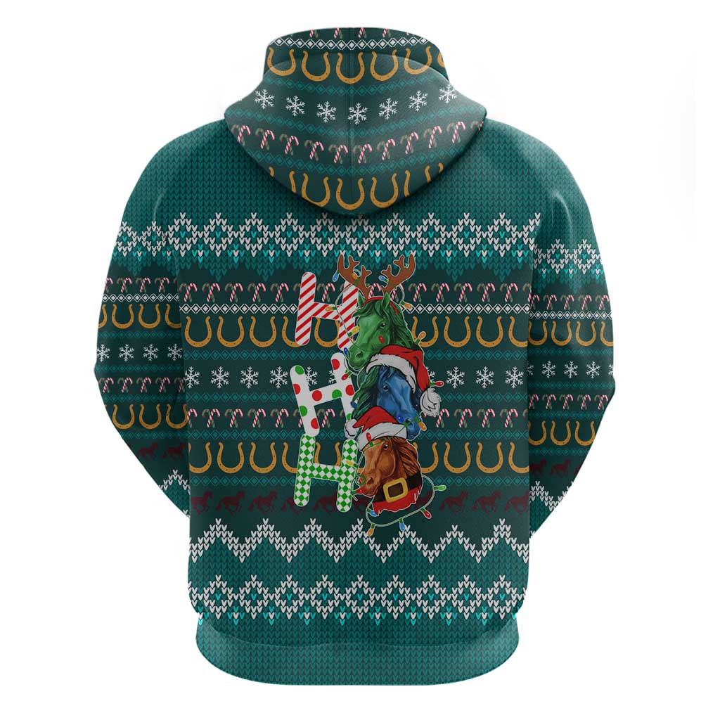 Horse Ho Ho Ho Christmas Design Zip Hoodie Funny Xmas Holiday Patterns - Wonder Print Shop