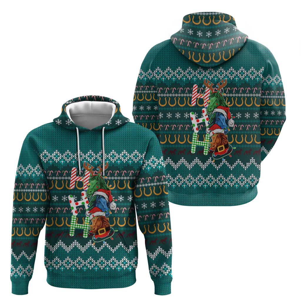Horse Ho Ho Ho Christmas Design Zip Hoodie Funny Xmas Holiday Patterns - Wonder Print Shop
