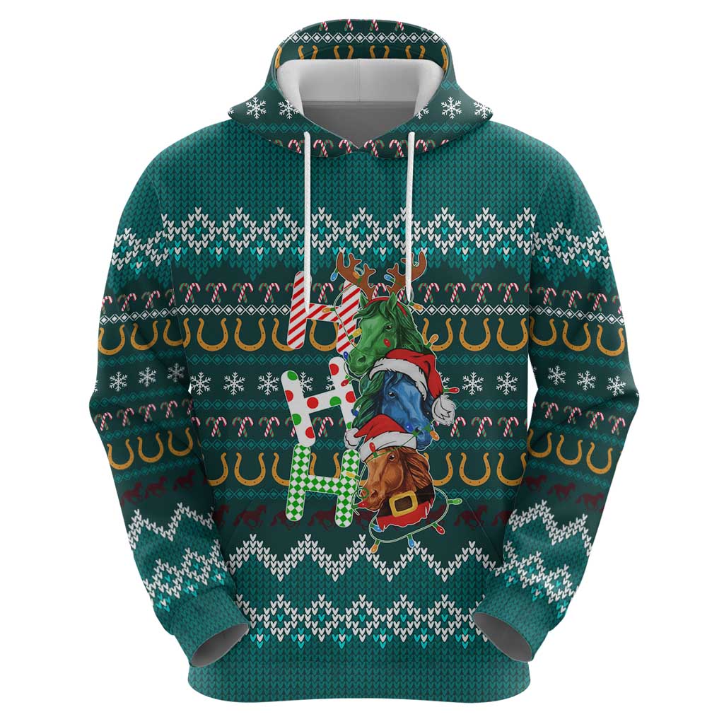 Horse Ho Ho Ho Christmas Design Zip Hoodie Funny Xmas Holiday Patterns - Wonder Print Shop