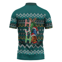Horse Ho Ho Ho Christmas Design Zipper Polo Shirt Funny Xmas Holiday Patterns - Wonder Print Shop