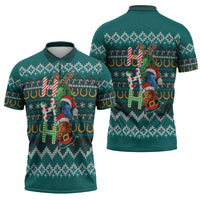 Horse Ho Ho Ho Christmas Design Zipper Polo Shirt Funny Xmas Holiday Patterns - Wonder Print Shop