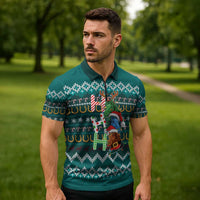 Horse Ho Ho Ho Christmas Design Zipper Polo Shirt Funny Xmas Holiday Patterns - Wonder Print Shop