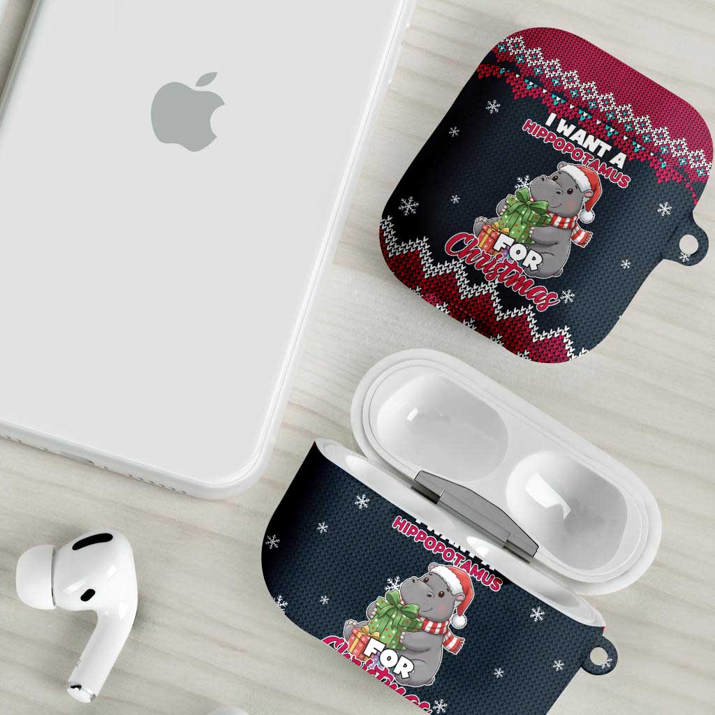 I Want A Hippopotamus Christmas Design AirPods Case Xmas Holiday Patterns - Wonder Print Shop