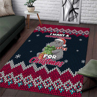I Want A Hippopotamus Christmas Design Area Rug Xmas Holiday Patterns - Wonder Print Shop