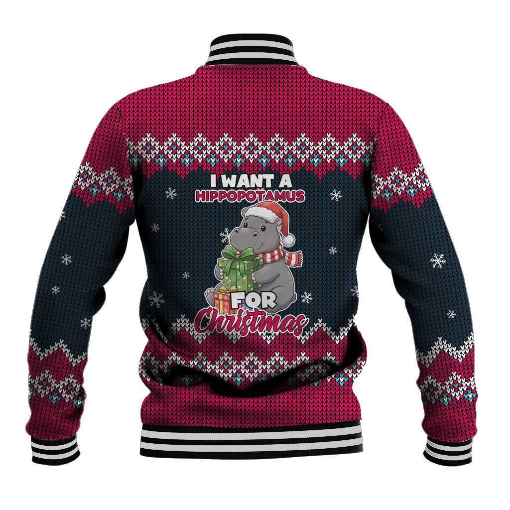 I Want A Hippopotamus Christmas Design Baseball Jacket Xmas Holiday Patterns - Wonder Print Shop