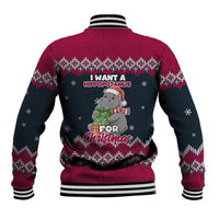 I Want A Hippopotamus Christmas Design Baseball Jacket Xmas Holiday Patterns - Wonder Print Shop