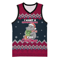 I Want A Hippopotamus Christmas Design Basketball Jersey Xmas Holiday Patterns - Wonder Print Shop