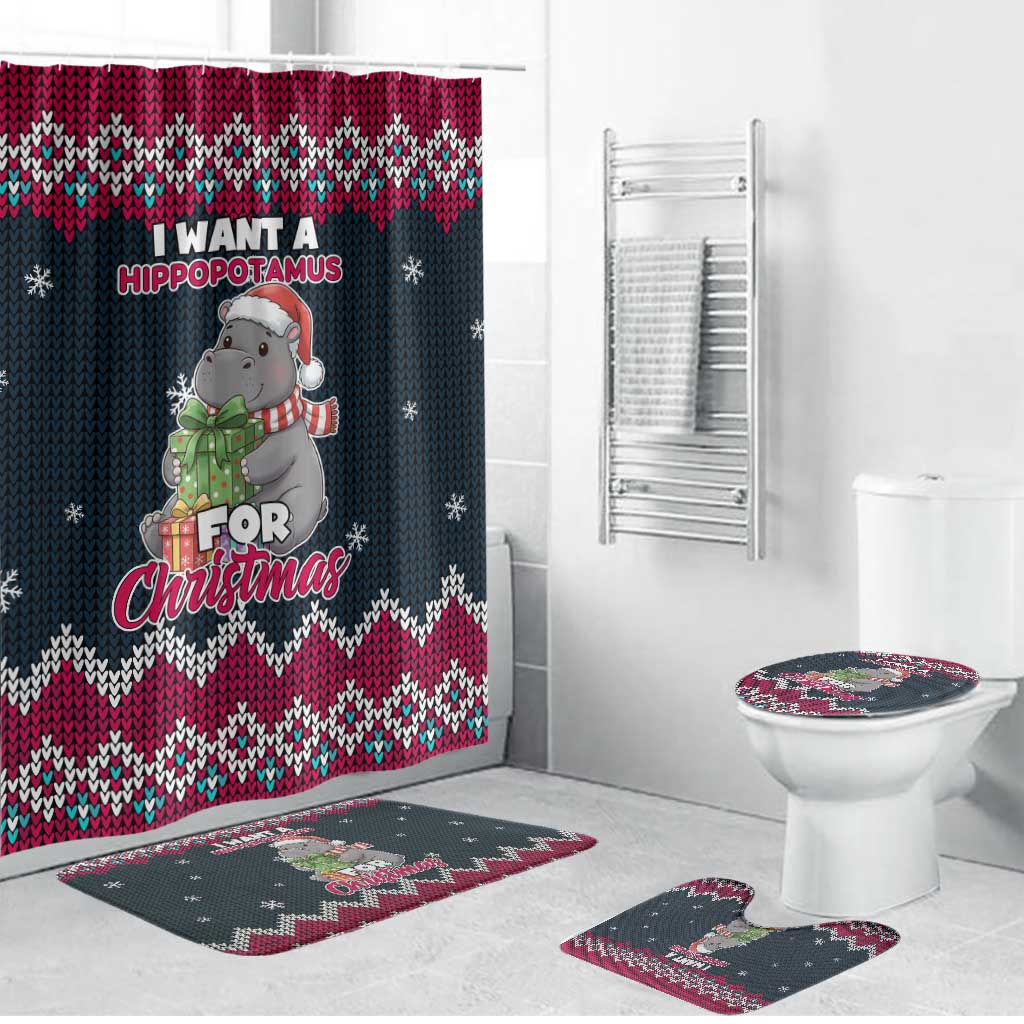 I Want A Hippopotamus Christmas Design Bathroom Set Xmas Holiday Patterns - Wonder Print Shop