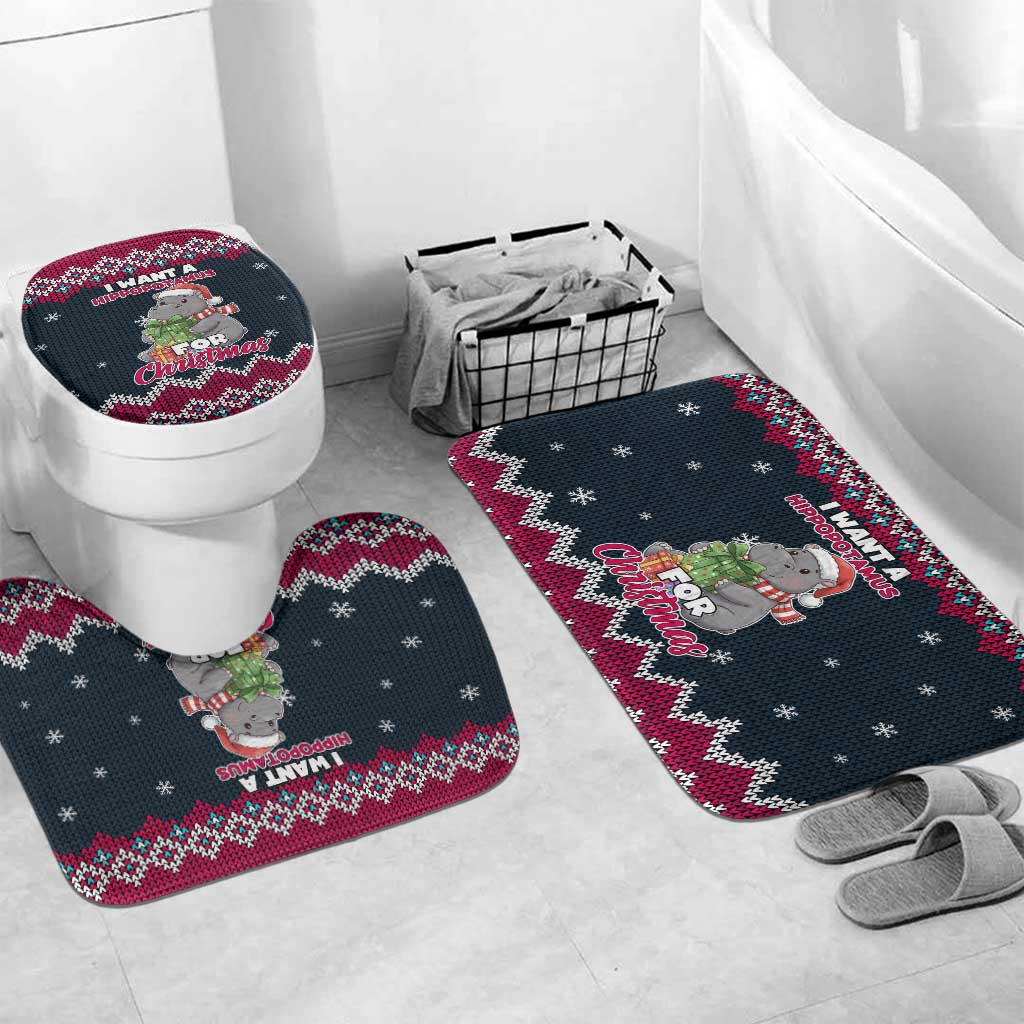 I Want A Hippopotamus Christmas Design Bathroom Set Xmas Holiday Patterns - Wonder Print Shop