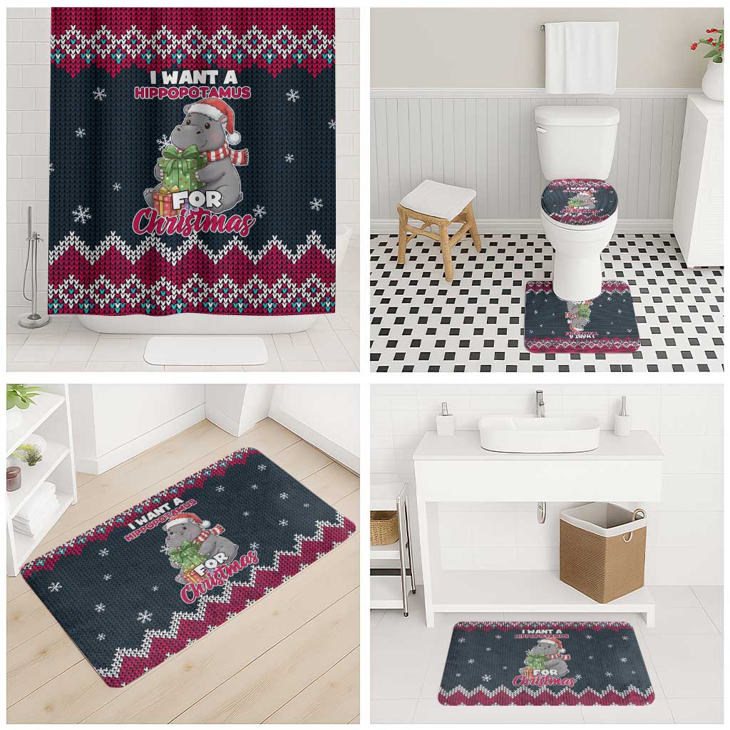 I Want A Hippopotamus Christmas Design Bathroom Set Xmas Holiday Patterns - Wonder Print Shop