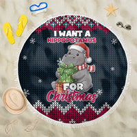 I Want A Hippopotamus Christmas Design Beach Blanket Xmas Holiday Patterns - Wonder Print Shop
