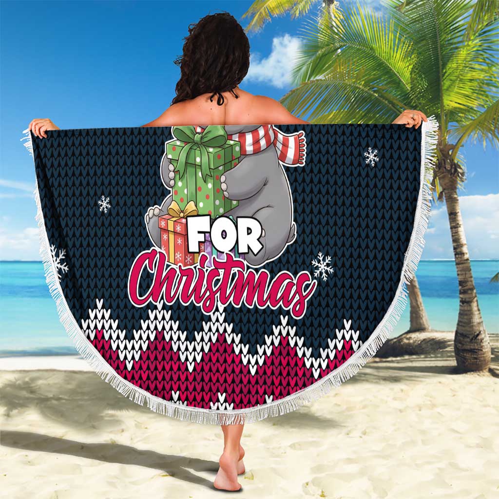 I Want A Hippopotamus Christmas Design Beach Blanket Xmas Holiday Patterns - Wonder Print Shop