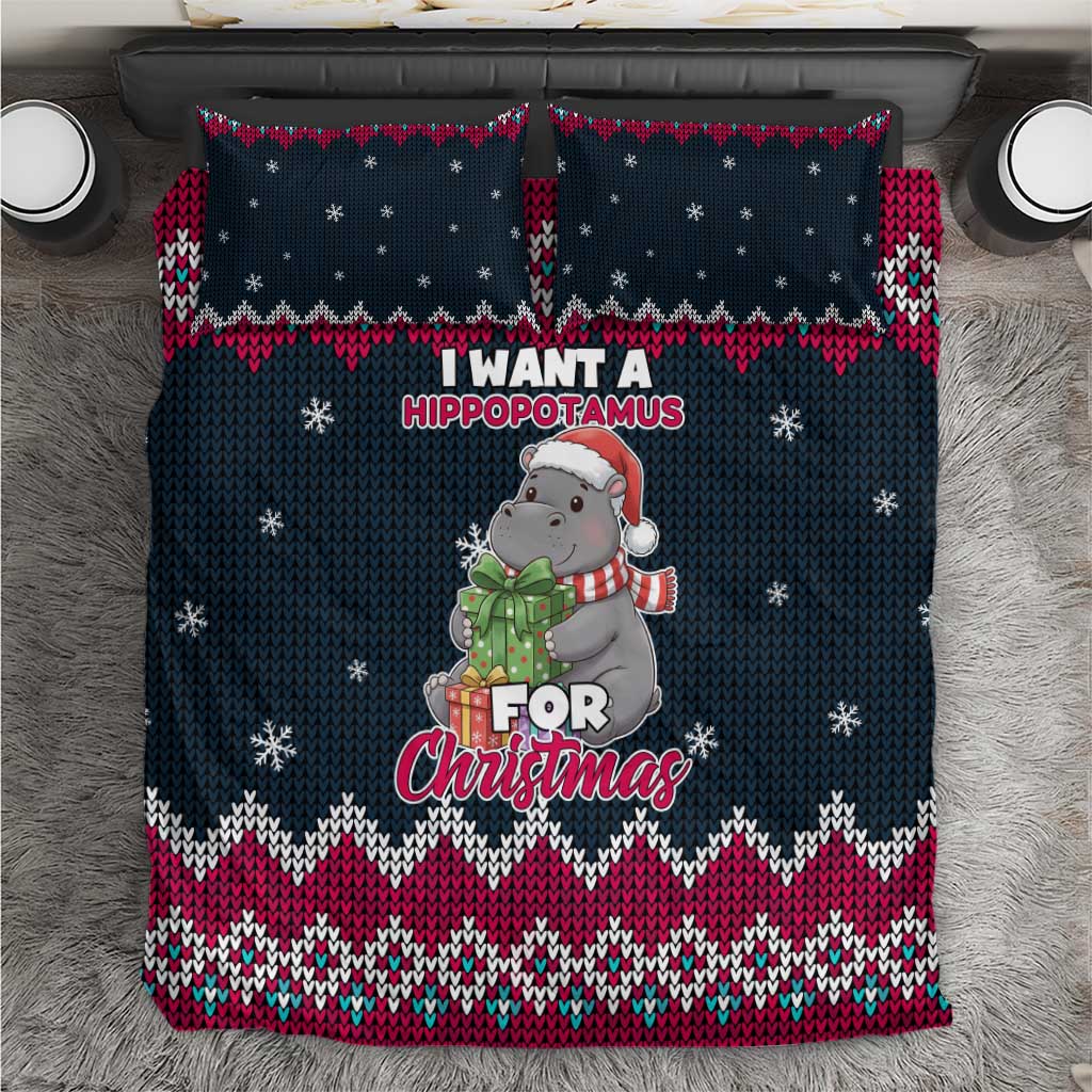 I Want A Hippopotamus Christmas Design Bedding Set Xmas Holiday Patterns - Wonder Print Shop