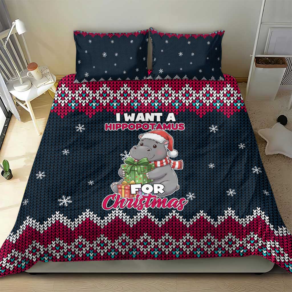 I Want A Hippopotamus Christmas Design Bedding Set Xmas Holiday Patterns - Wonder Print Shop