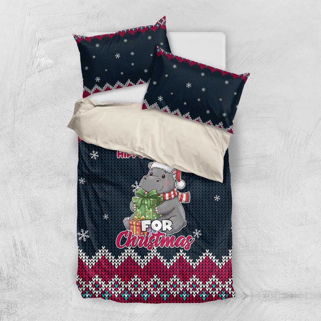I Want A Hippopotamus Christmas Design Bedding Set Xmas Holiday Patterns - Wonder Print Shop