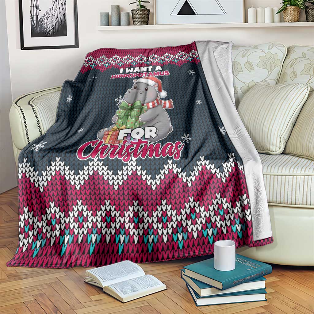 I Want A Hippopotamus Christmas Design Blanket Xmas Holiday Patterns - Wonder Print Shop