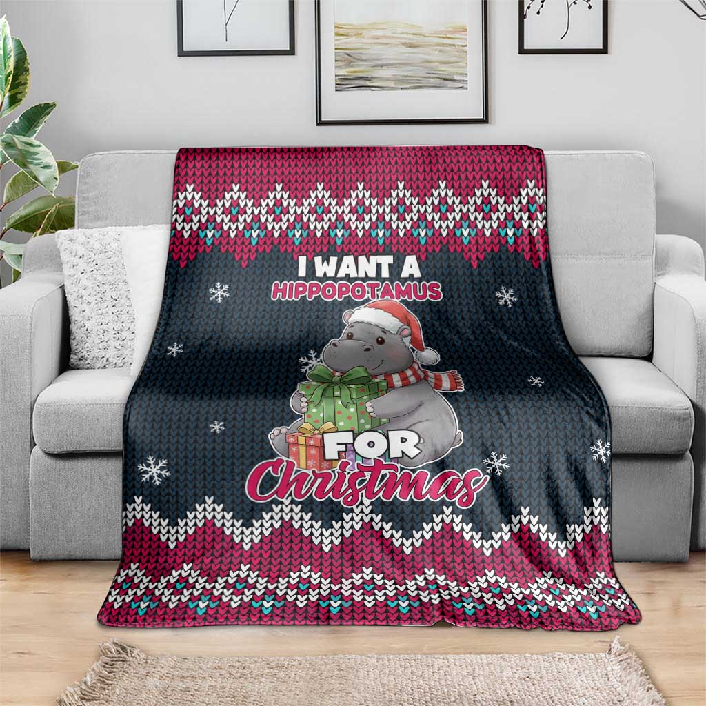 I Want A Hippopotamus Christmas Design Blanket Xmas Holiday Patterns - Wonder Print Shop