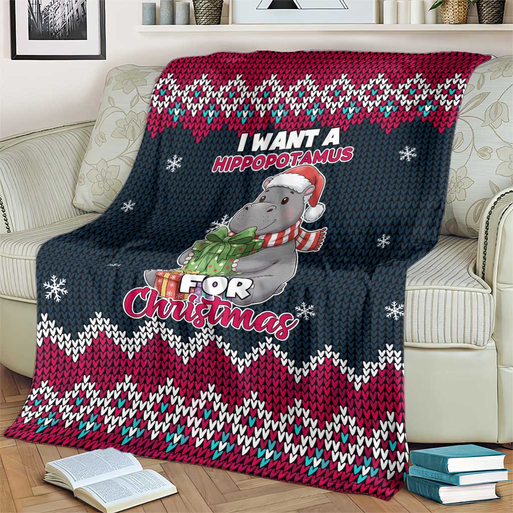 I Want A Hippopotamus Christmas Design Blanket Xmas Holiday Patterns - Wonder Print Shop
