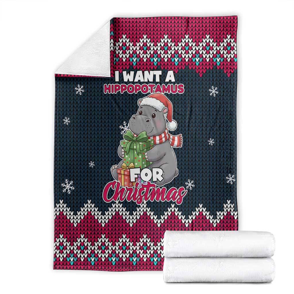 I Want A Hippopotamus Christmas Design Blanket Xmas Holiday Patterns - Wonder Print Shop