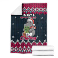 I Want A Hippopotamus Christmas Design Blanket Xmas Holiday Patterns - Wonder Print Shop