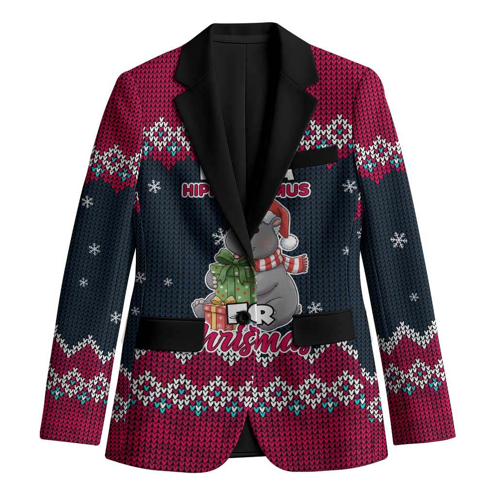 I Want A Hippopotamus Christmas Design Blazer Xmas Holiday Patterns - Wonder Print Shop
