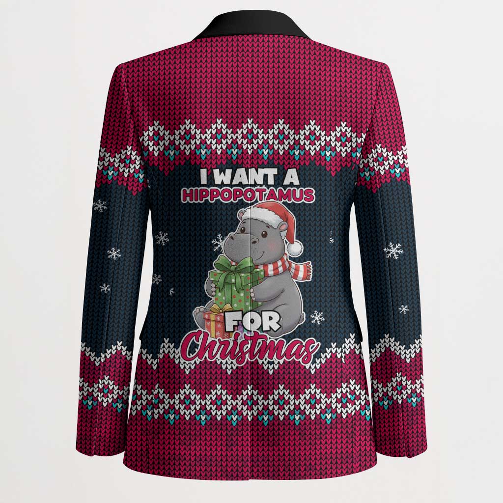 I Want A Hippopotamus Christmas Design Blazer Xmas Holiday Patterns - Wonder Print Shop
