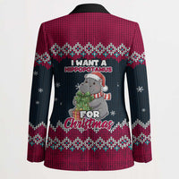 I Want A Hippopotamus Christmas Design Blazer Xmas Holiday Patterns - Wonder Print Shop