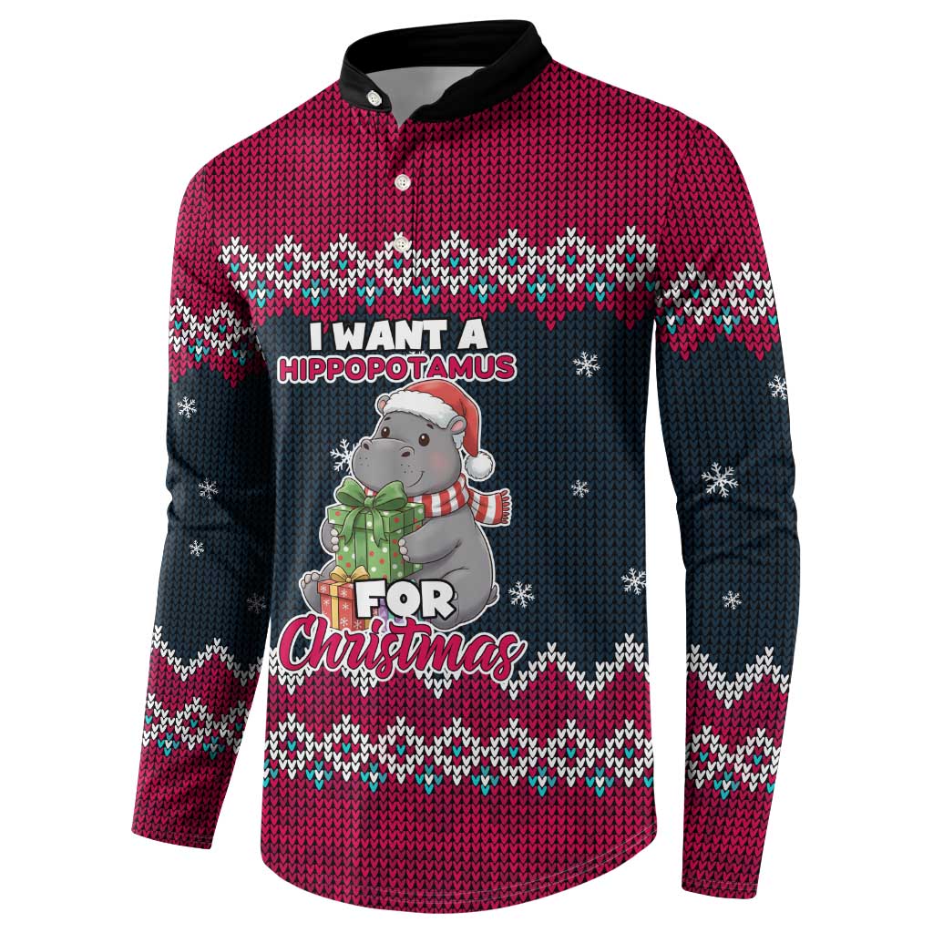 I Want A Hippopotamus Christmas Design Button Sweatshirt Xmas Holiday Patterns - Wonder Print Shop
