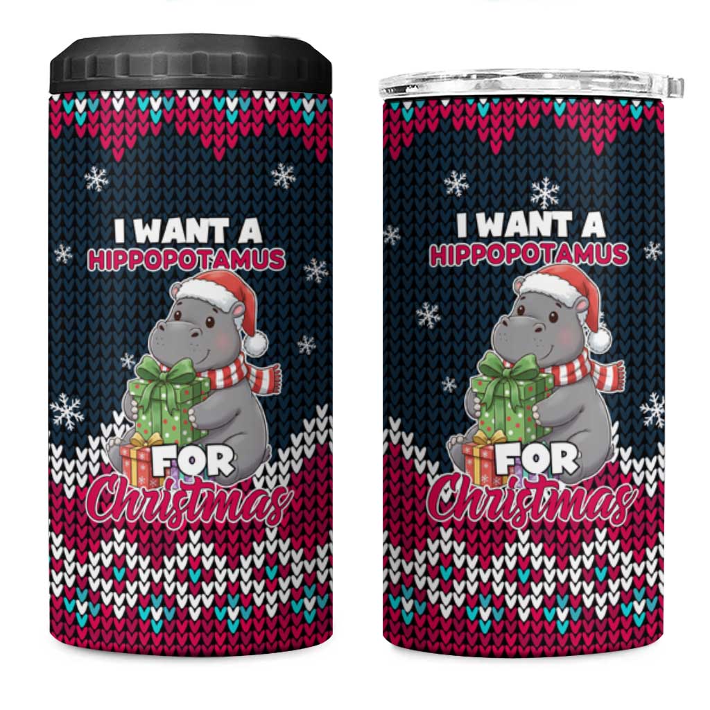 I Want A Hippopotamus Christmas Design 4 in 1 Can Cooler Tumbler Xmas Holiday Patterns - Wonder Print Shop