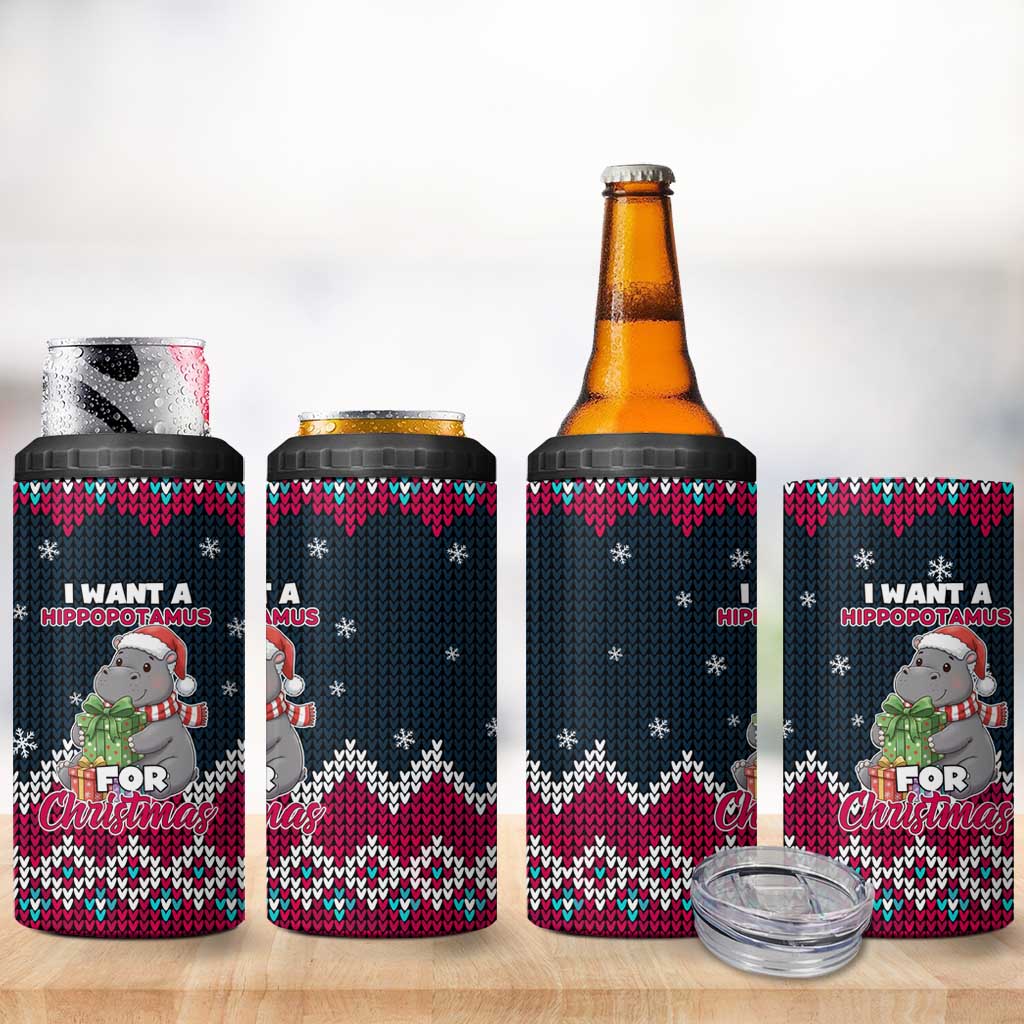 I Want A Hippopotamus Christmas Design 4 in 1 Can Cooler Tumbler Xmas Holiday Patterns - Wonder Print Shop