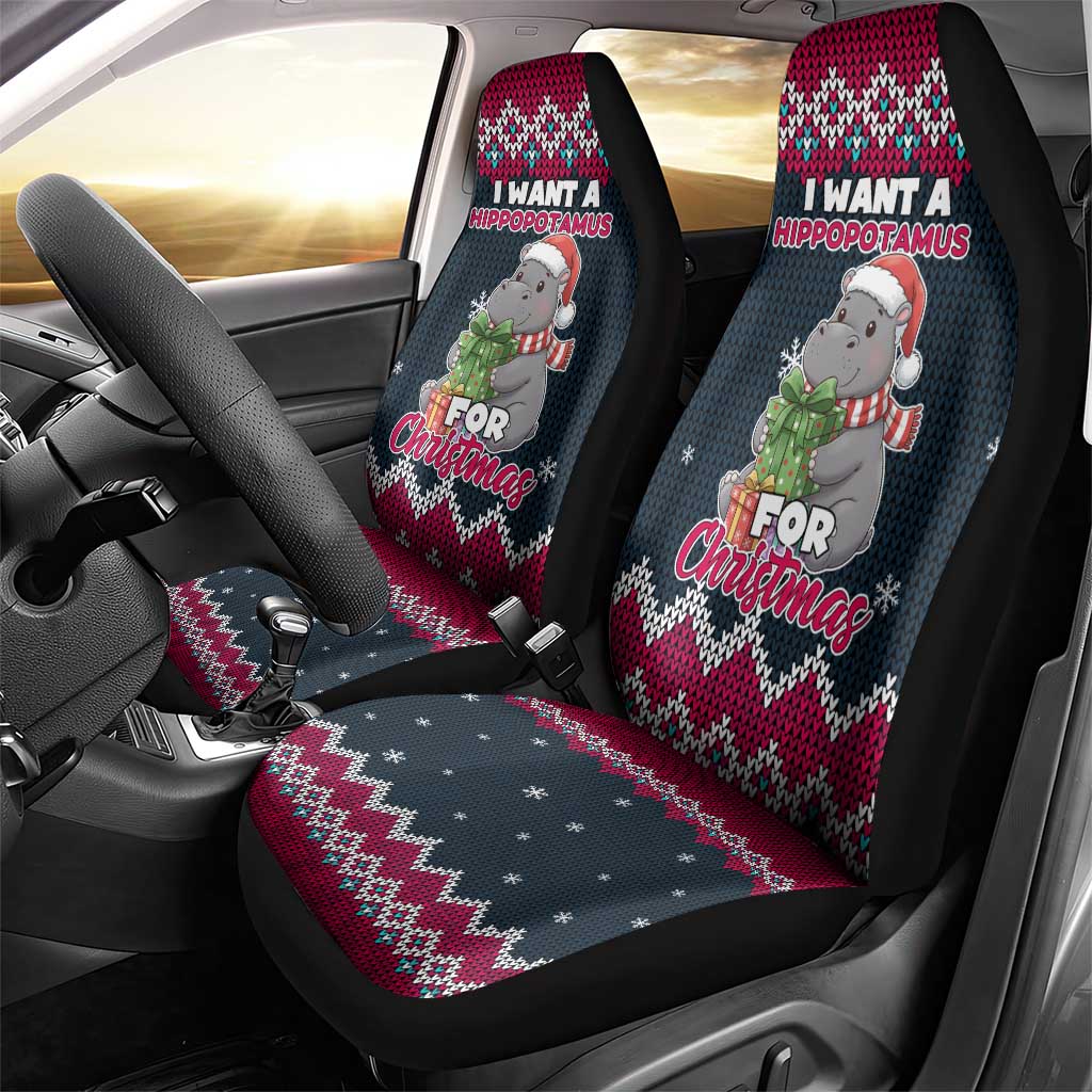 I Want A Hippopotamus Christmas Design Car Seat Cover Xmas Holiday Patterns - Wonder Print Shop