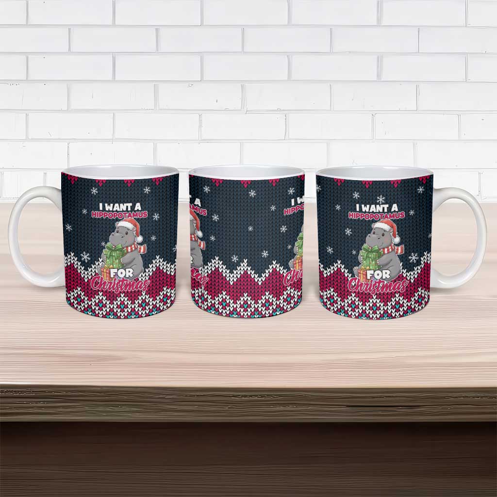 I Want A Hippopotamus Christmas Design Ceramic Mug Xmas Holiday Patterns - Wonder Print Shop