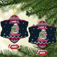 I Want A Hippopotamus Christmas Design Ceramic Ornament Xmas Holiday Patterns - Wonder Print Shop