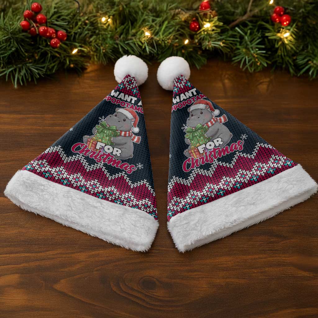 I Want A Hippopotamus Christmas Design Christmas Santa Hat Xmas Holiday Patterns - Wonder Print Shop