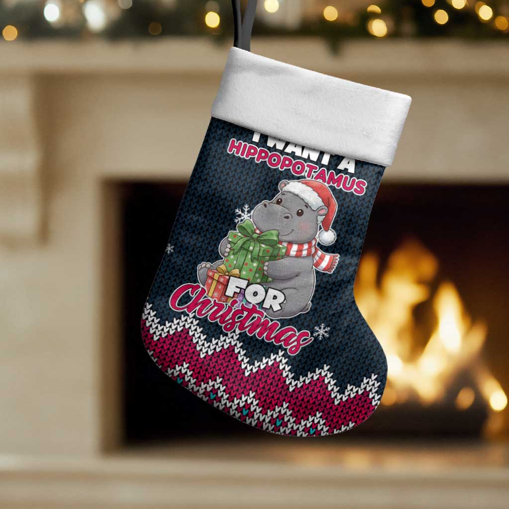 I Want A Hippopotamus Christmas Design Christmas Stocking Xmas Holiday Patterns - Wonder Print Shop