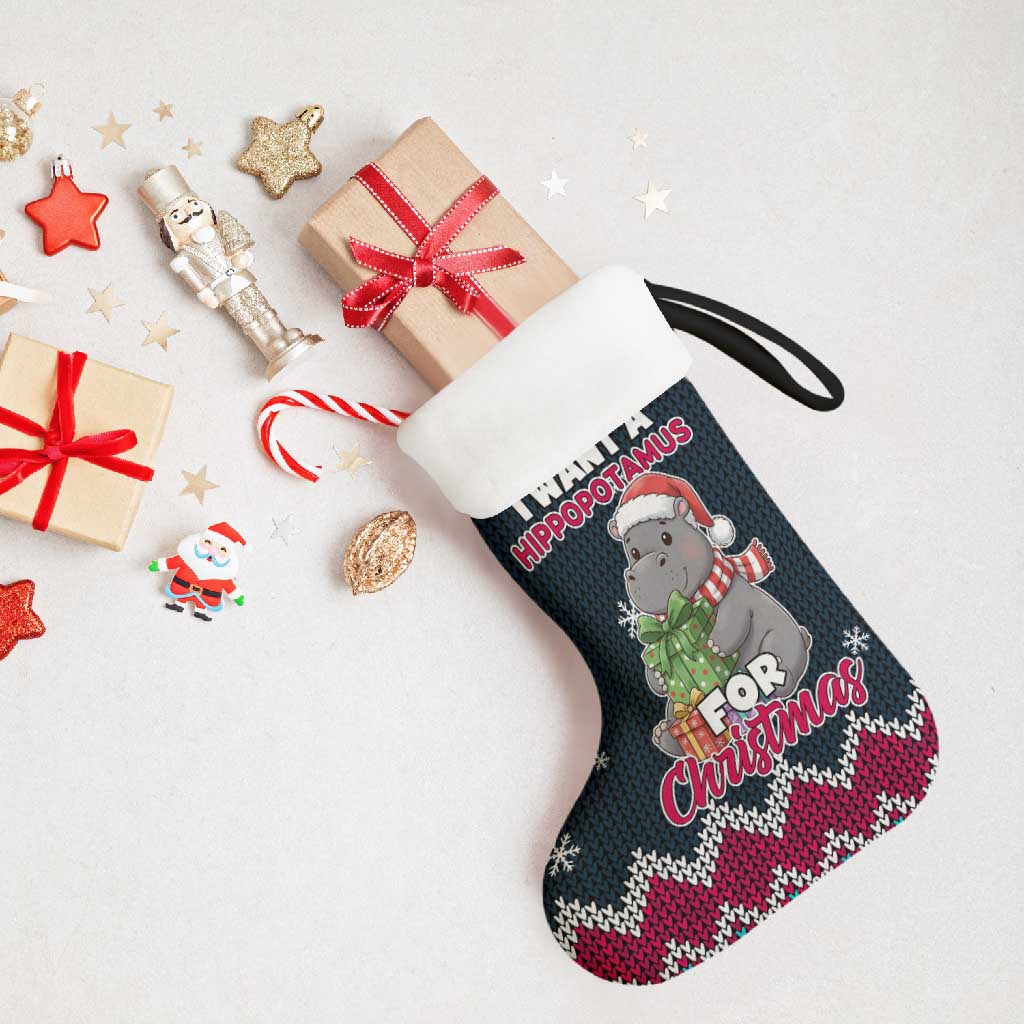 I Want A Hippopotamus Christmas Design Christmas Stocking Xmas Holiday Patterns - Wonder Print Shop