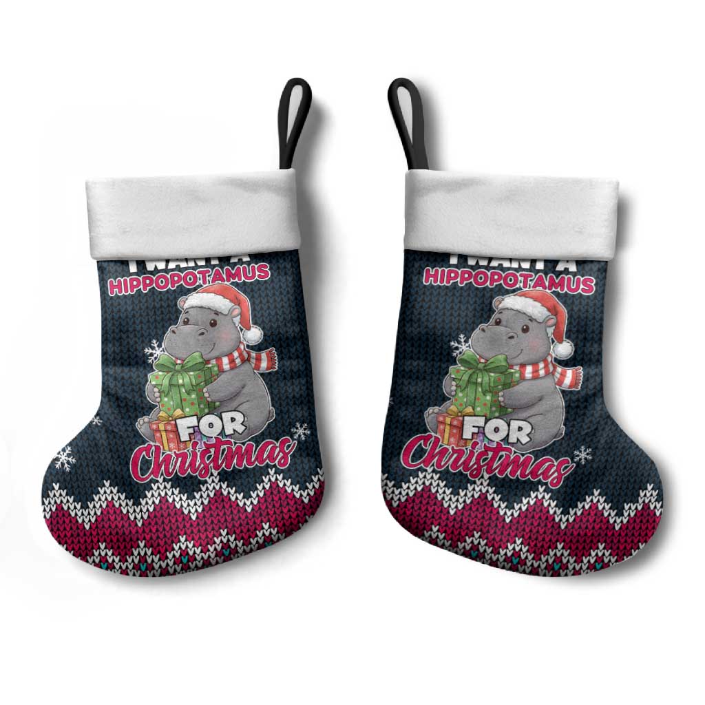 I Want A Hippopotamus Christmas Design Christmas Stocking Xmas Holiday Patterns - Wonder Print Shop