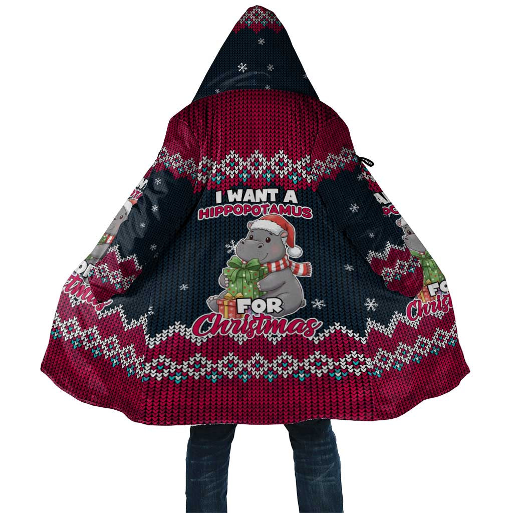 I Want A Hippopotamus Christmas Design Cloak Xmas Holiday Patterns - Wonder Print Shop