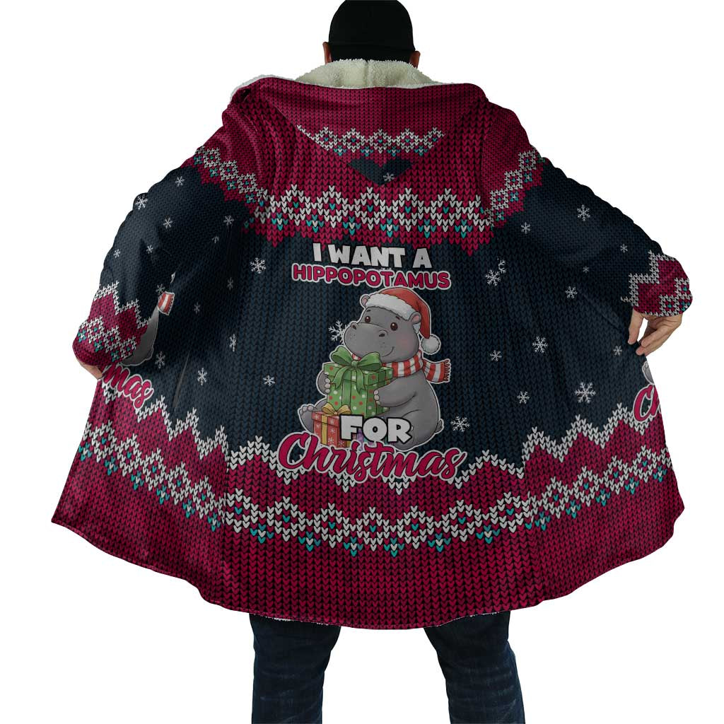 I Want A Hippopotamus Christmas Design Cloak Xmas Holiday Patterns - Wonder Print Shop