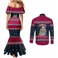 I Want A Hippopotamus Christmas Design Couples Matching Mermaid Dress and Long Sleeve Button Shirt Xmas Holiday Patterns - Wonder Print Shop