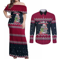 I Want A Hippopotamus Christmas Design Couples Matching Off Shoulder Maxi Dress and Long Sleeve Button Shirt Xmas Holiday Patterns - Wonder Print Shop