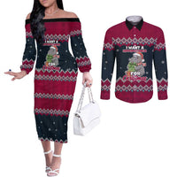 I Want A Hippopotamus Christmas Design Couples Matching Off The Shoulder Long Sleeve Dress and Long Sleeve Button Shirt Xmas Holiday Patterns - Wonder Print Shop